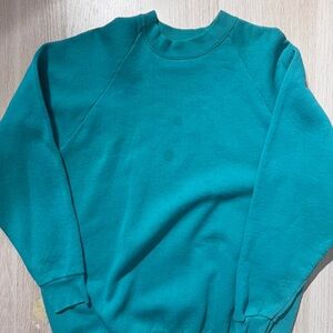 Teal green vintage 80s sweatshirt fashion